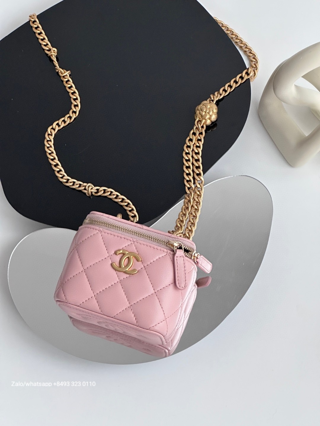 CHANEL 23S mini Lambskin Gold-Tone Metal Black /lime/pink