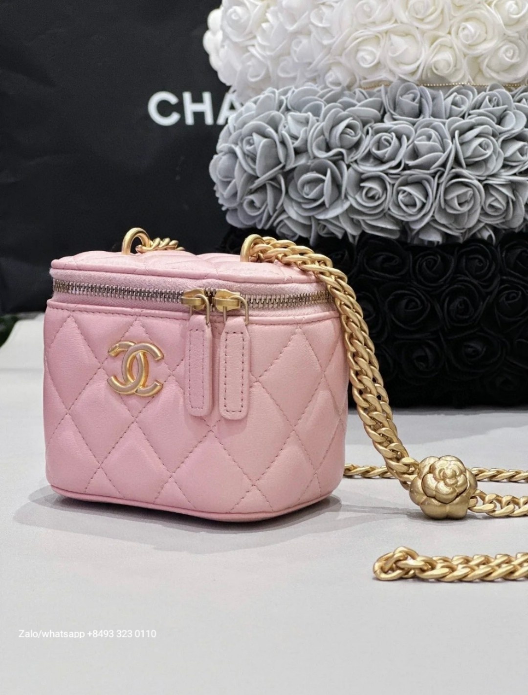 CHANEL 23S mini Lambskin Gold-Tone Metal Black /lime/pink