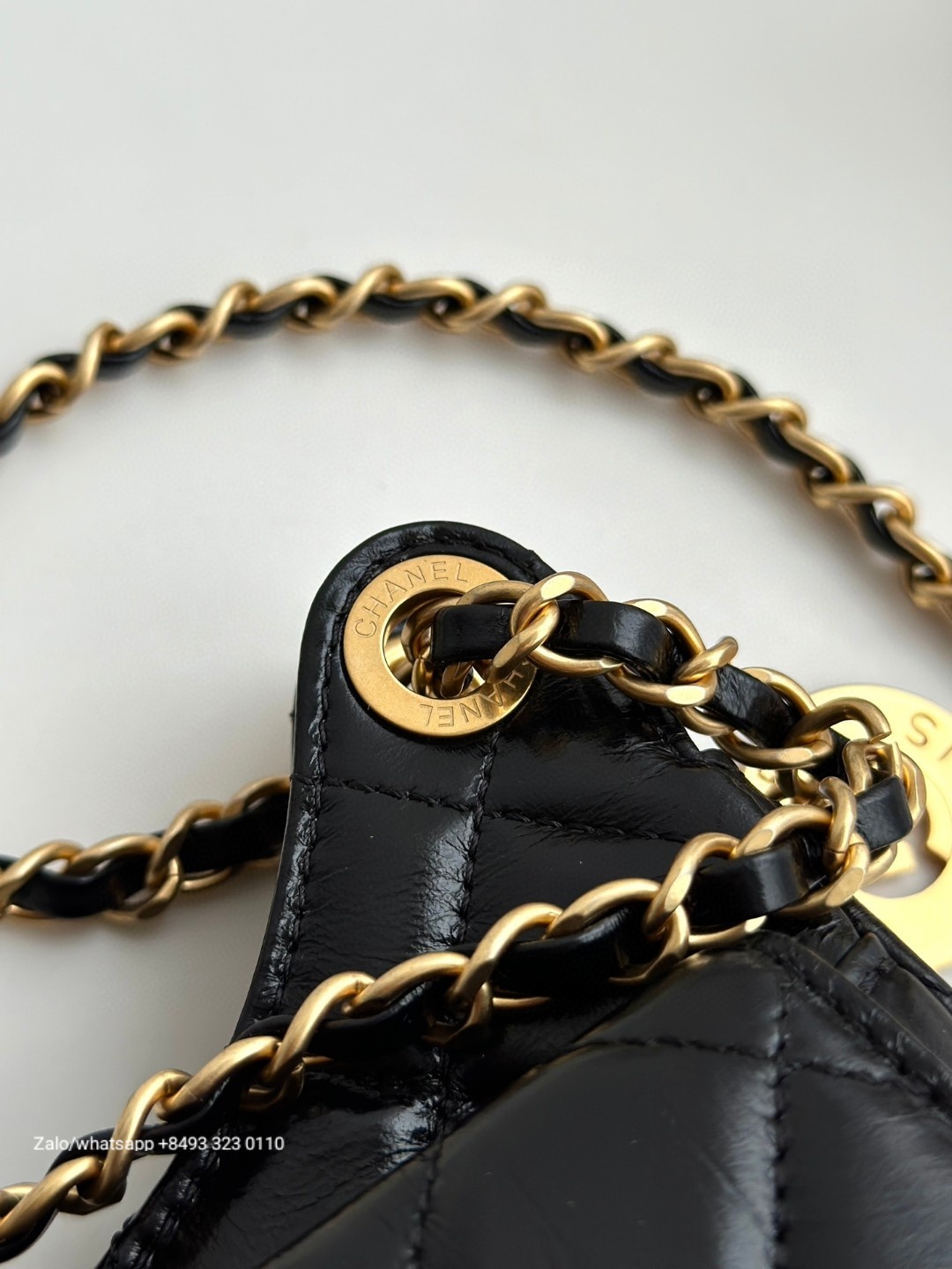 CHANEL HOBO BAG Shiny Crumpled Calfskin & Gold-Tone Metal Black AS4323