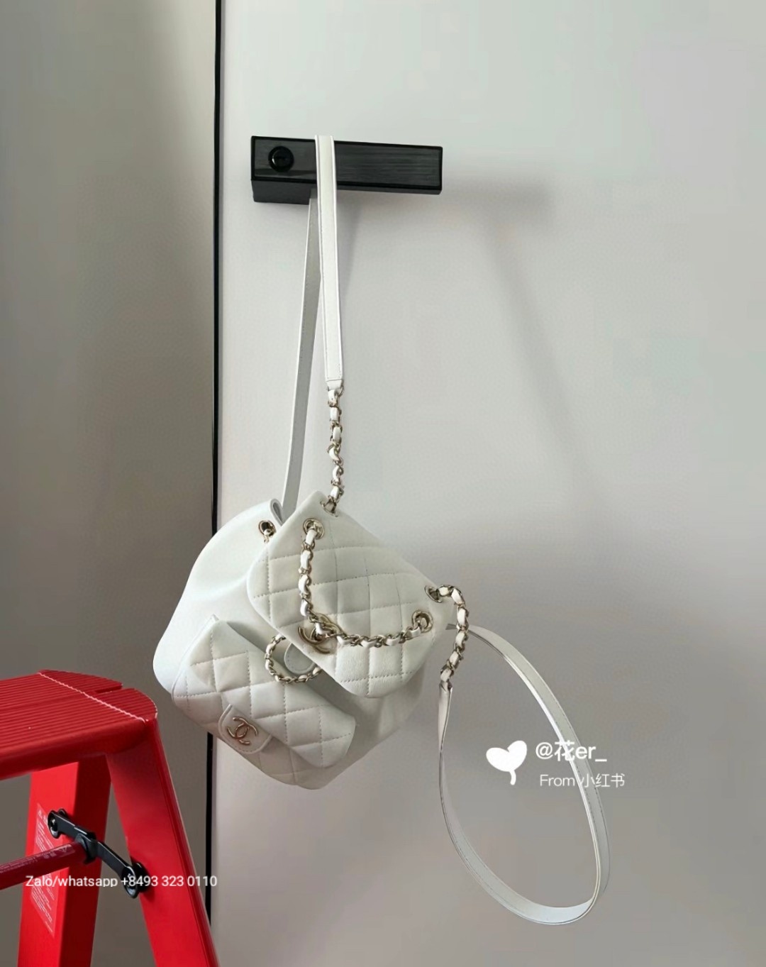 CHANEL Small Duma BACKPACK Lambskin Gold-Tone Metal White