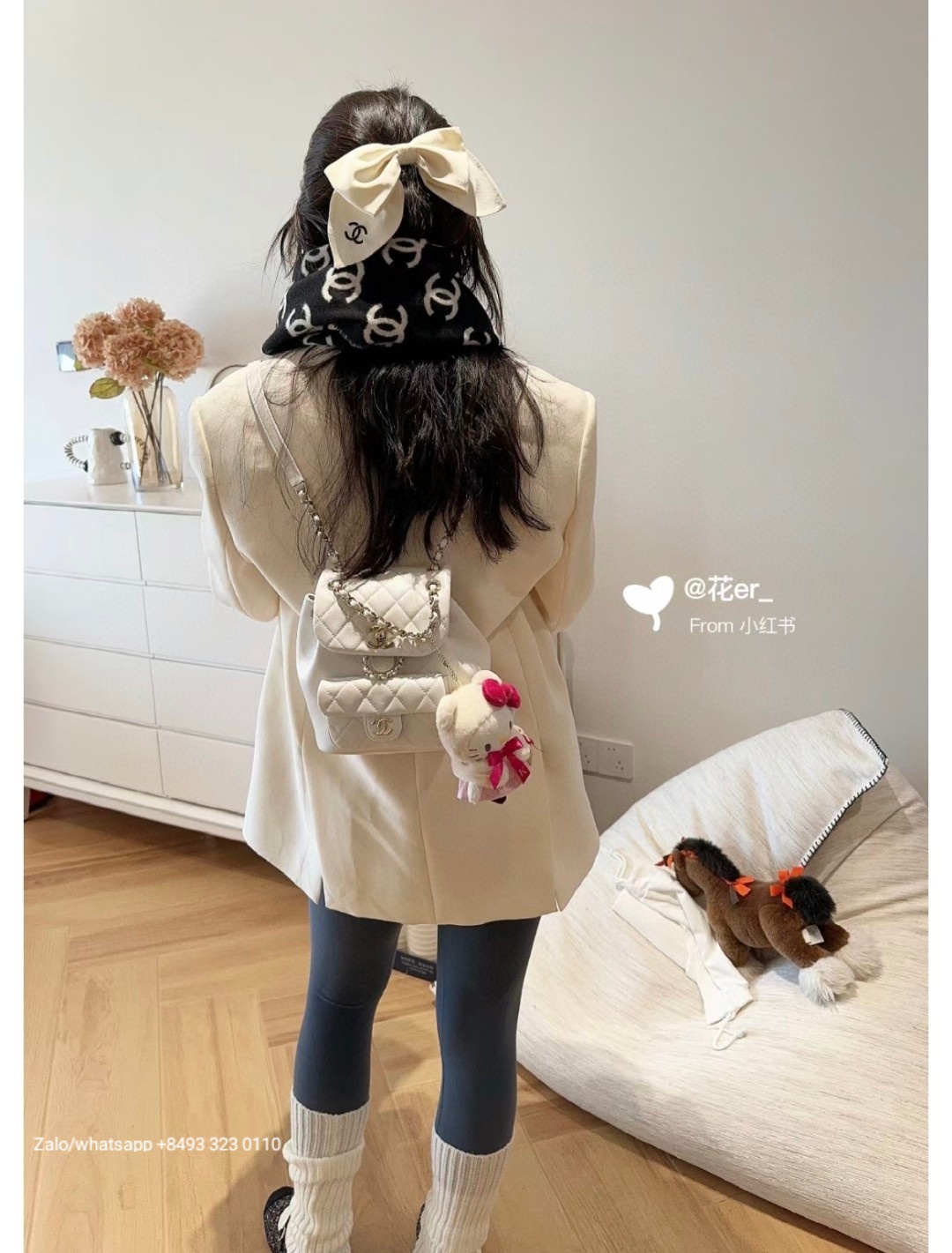 CHANEL Small Duma BACKPACK Lambskin Gold-Tone Metal White