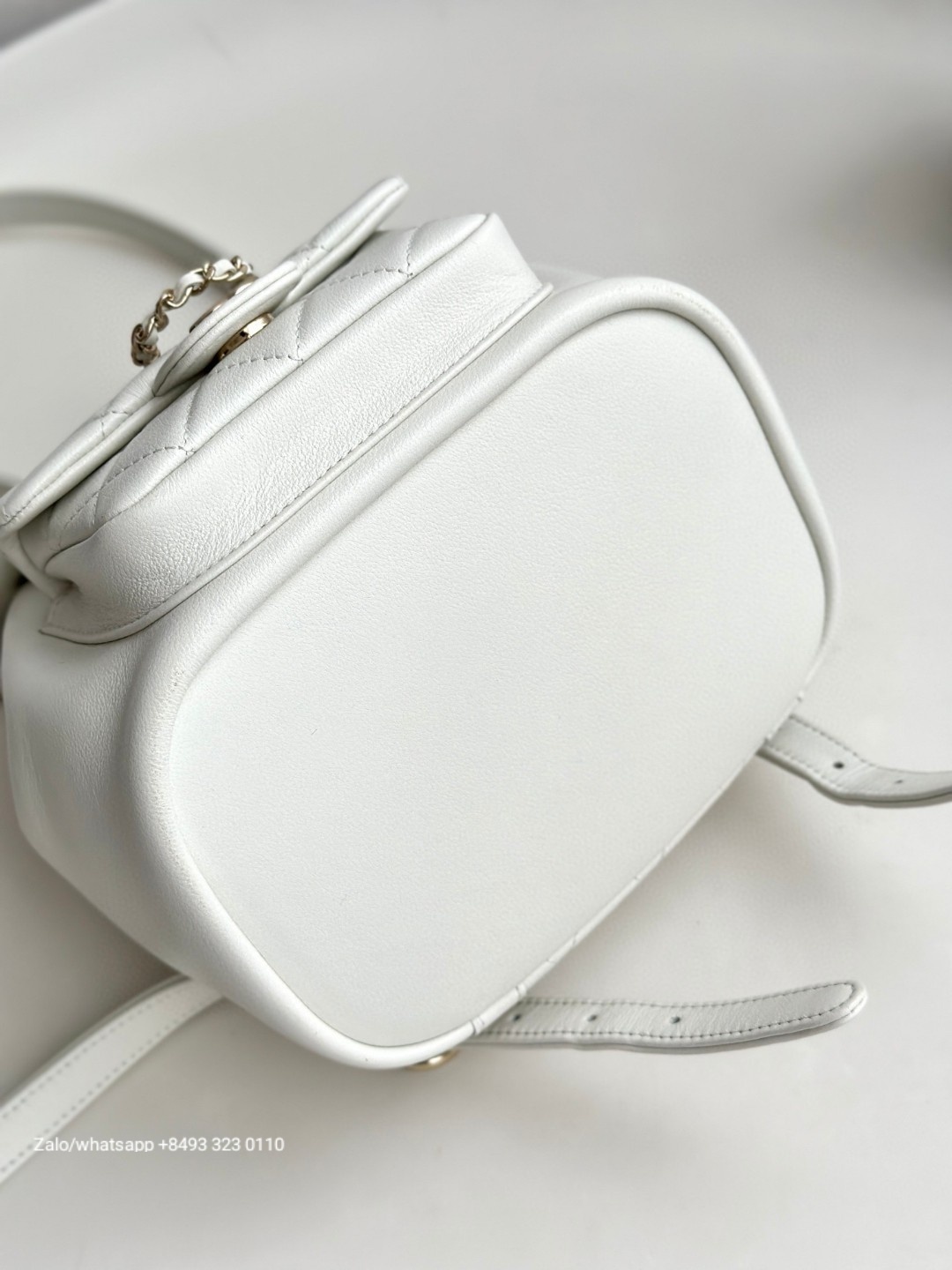 CHANEL Small Duma BACKPACK Lambskin Gold-Tone Metal White