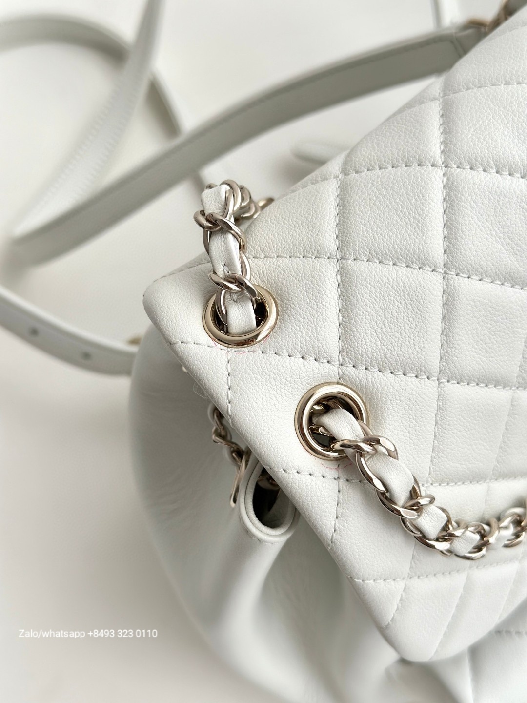 CHANEL Duma BACKPACK Lambskin Gold-Tone Metal white