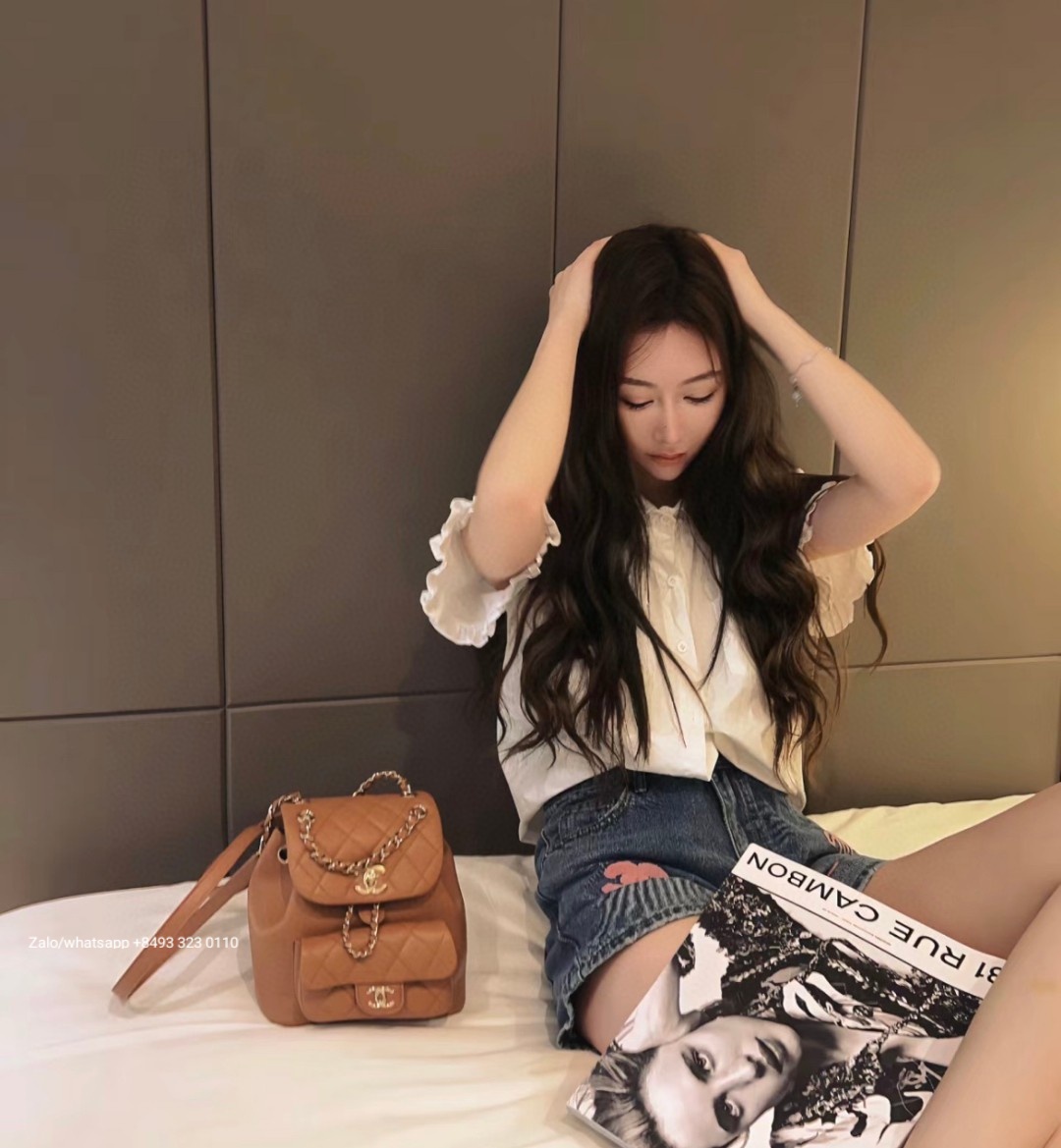 CHANEL Small Duma BACKPACK Lambskin Gold-Tone Metal beige