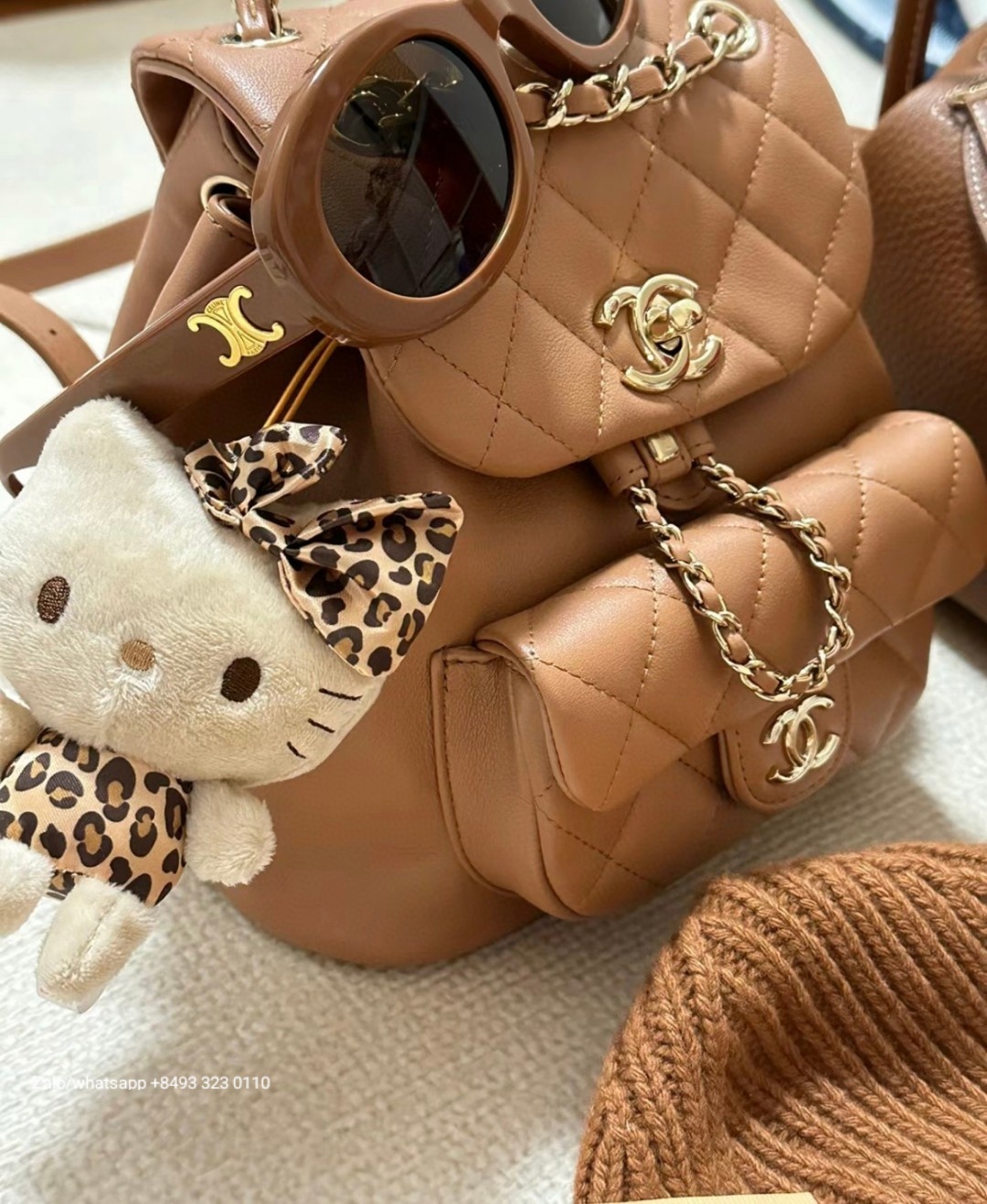 CHANEL Small Duma BACKPACK Lambskin Gold-Tone Metal beige