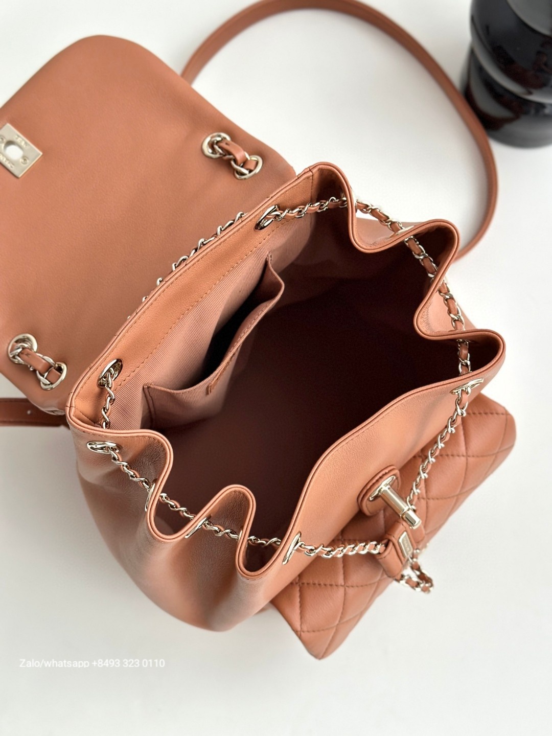 CHANEL Small Duma BACKPACK Lambskin Gold-Tone Metal beige