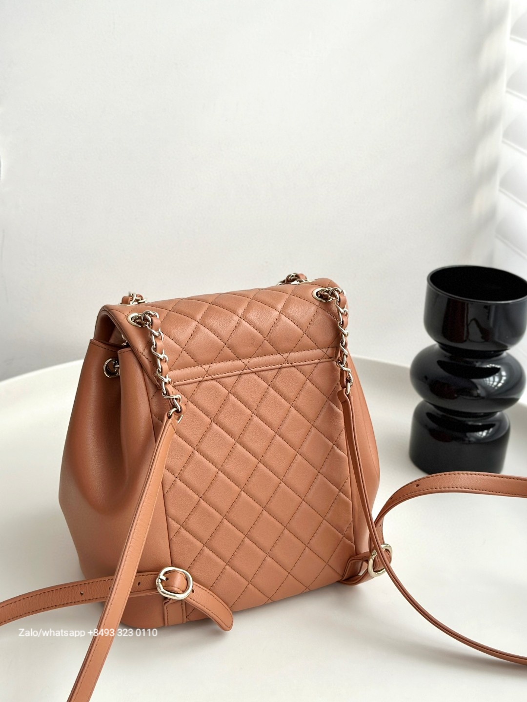 CHANEL Duma BACKPACK Lambskin Gold-Tone Metal beige