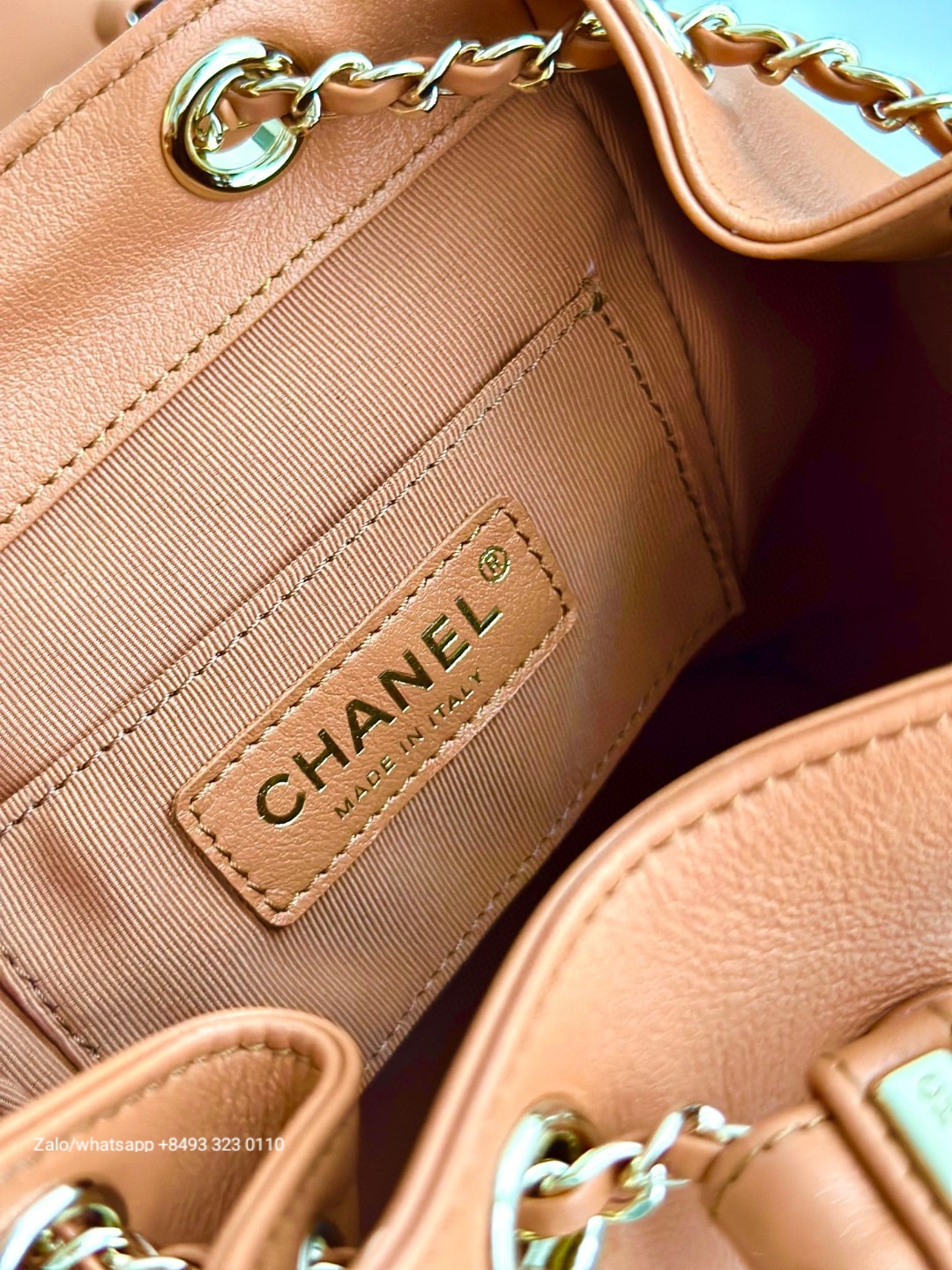 CHANEL Duma BACKPACK Lambskin Gold-Tone Metal beige