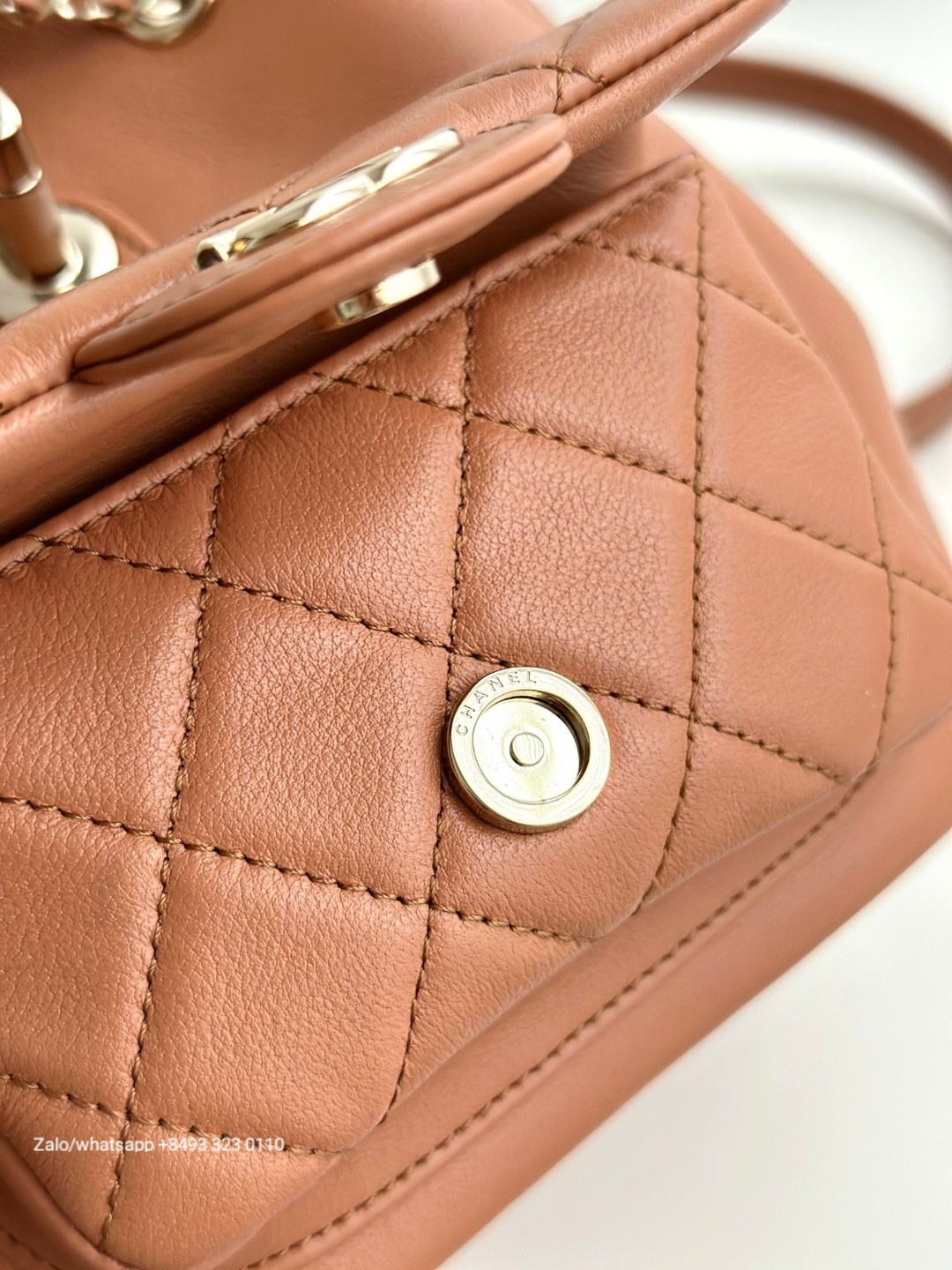 CHANEL Duma BACKPACK Lambskin Gold-Tone Metal beige