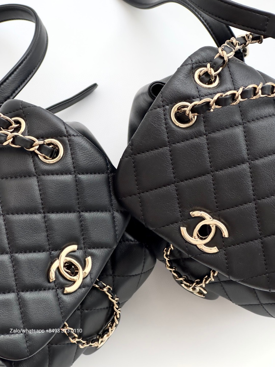 CHANEL Small Duma BACKPACK Lambskin Gold-Tone Metal Black