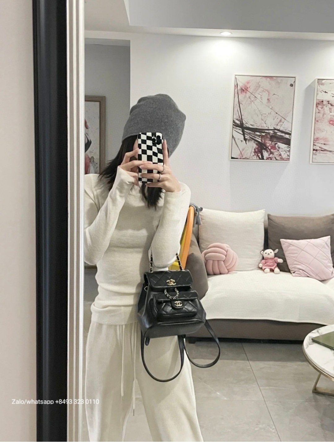 CHANEL Small Duma BACKPACK Lambskin Gold-Tone Metal Black