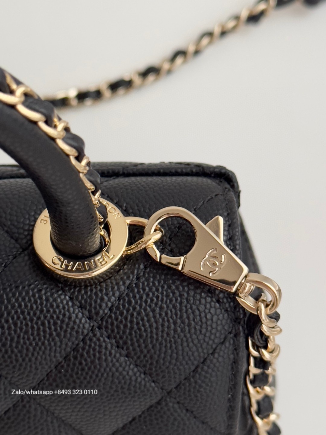 CHANEL 23A mini Coco handle bag Grained Calfskin Gold-Tone Metal Black