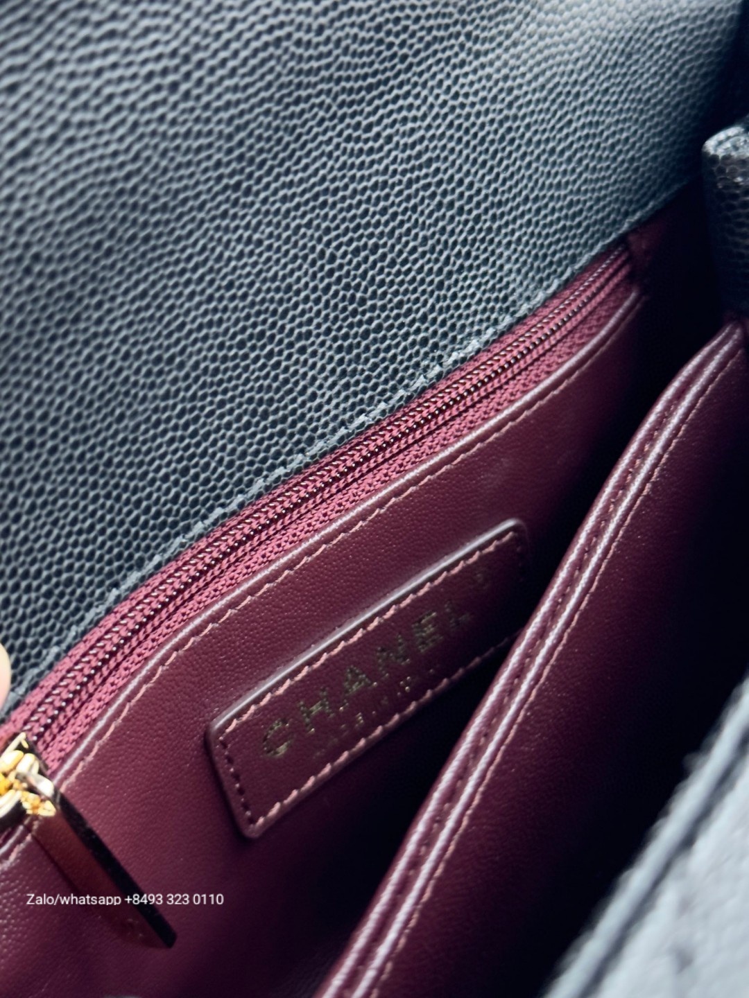 CHANEL 23A mini Coco handle bag Grained Calfskin Gold-Tone Metal Black