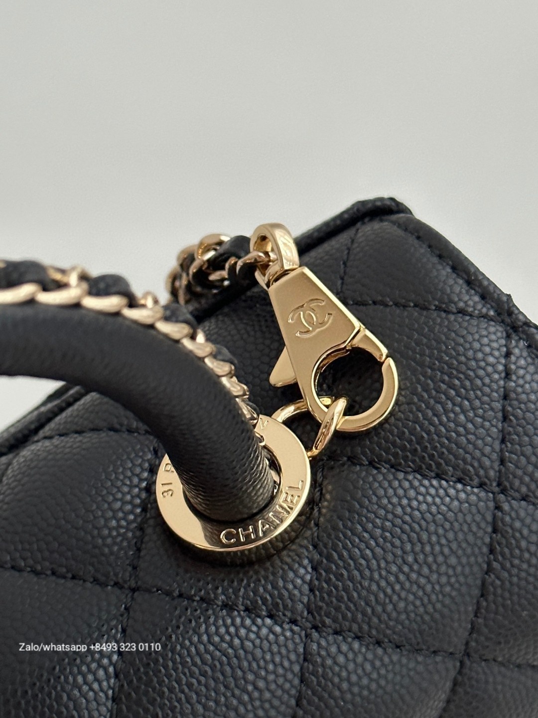 CHANEL 23A Medium Coco handle bag Grained Calfskin Gold-Tone Metal Black