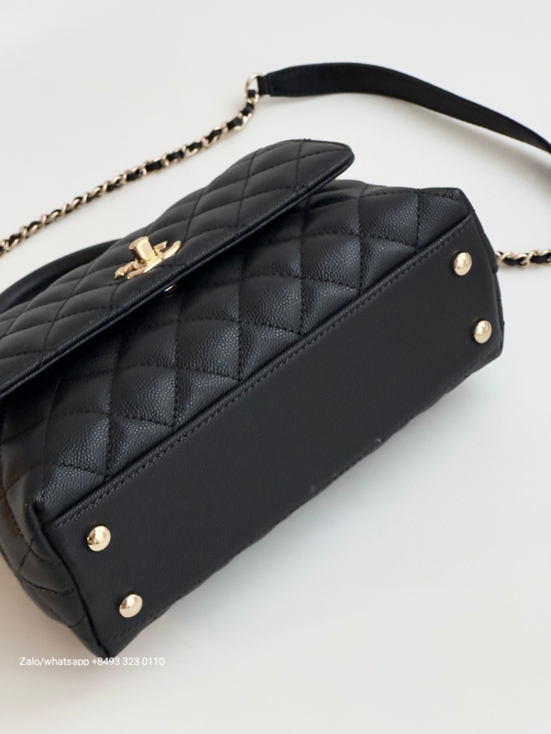 CHANEL 23A Medium Coco handle bag Grained Calfskin Gold-Tone Metal Black