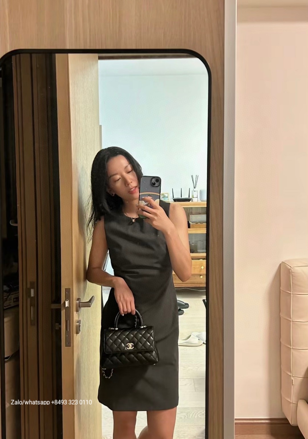 CHANEL 23A Medium Coco handle bag Grained Calfskin Gold-Tone Metal Black