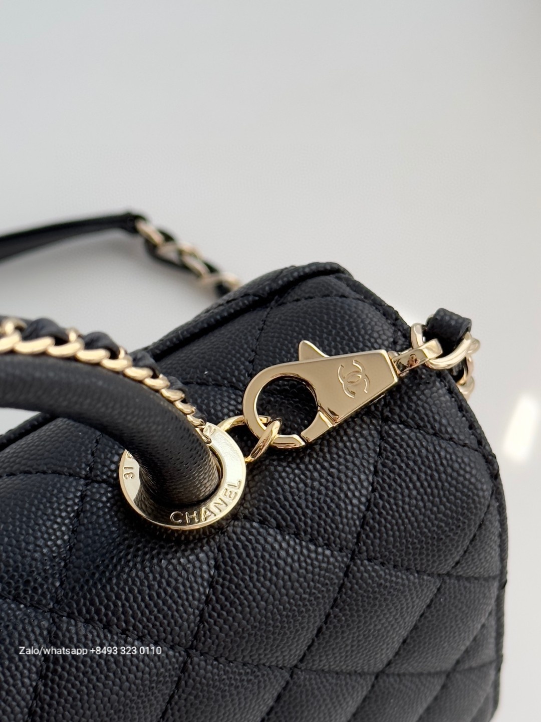 CHANEL 23A Large Coco handle bag Grained Calfskin Gold-Tone Metal Black