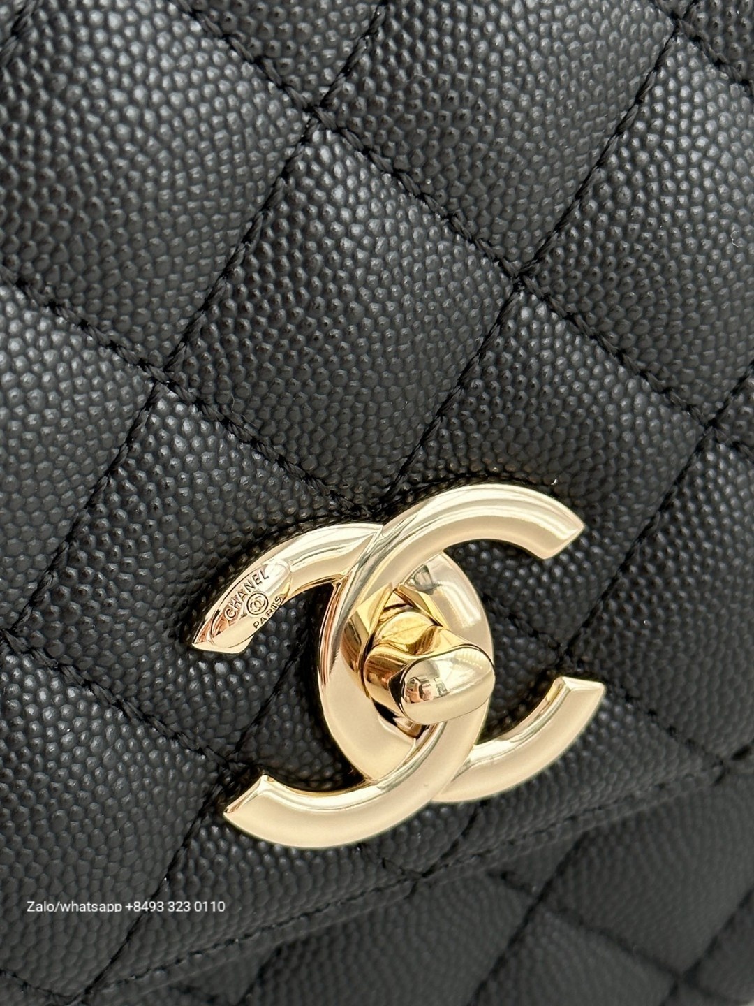CHANEL 23A Large Coco handle bag Grained Calfskin Gold-Tone Metal Black