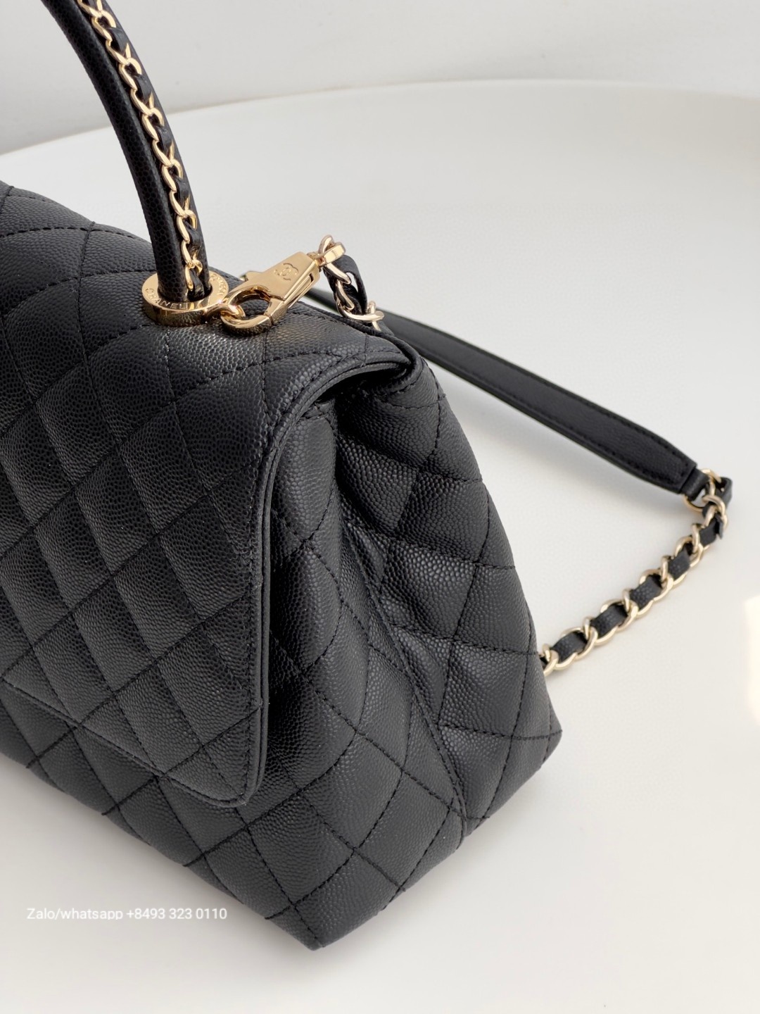 CHANEL 23A Large Coco handle bag Grained Calfskin Gold-Tone Metal Black