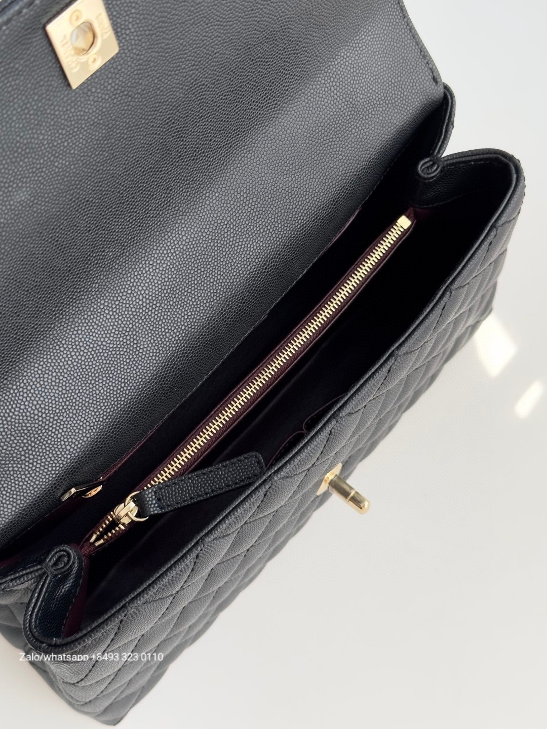 CHANEL 23A Large Coco handle bag Grained Calfskin Gold-Tone Metal Black