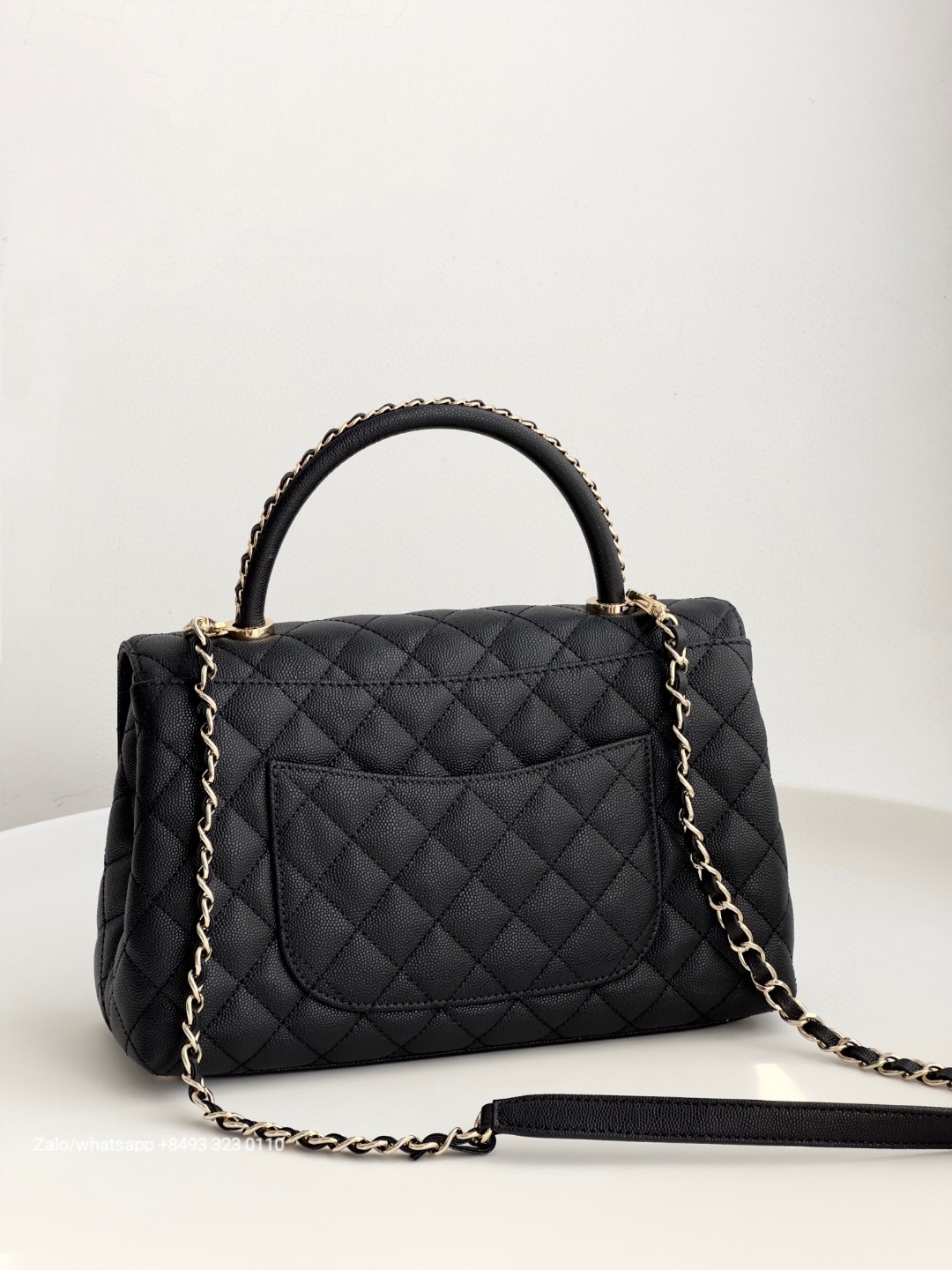 CHANEL 23A Large Coco handle bag Grained Calfskin Gold-Tone Metal Black