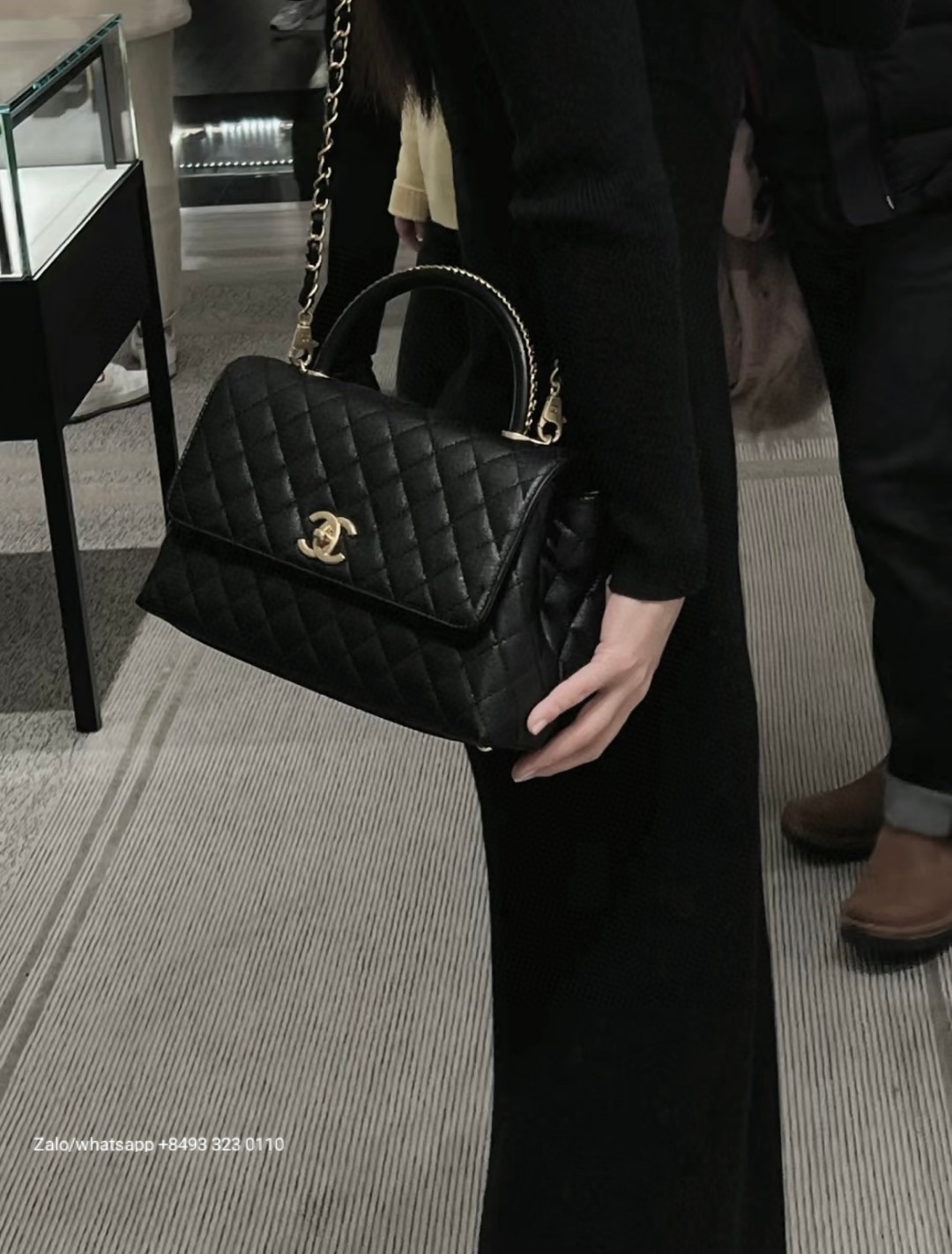 CHANEL 23A Large Coco handle bag Grained Calfskin Gold-Tone Metal Black