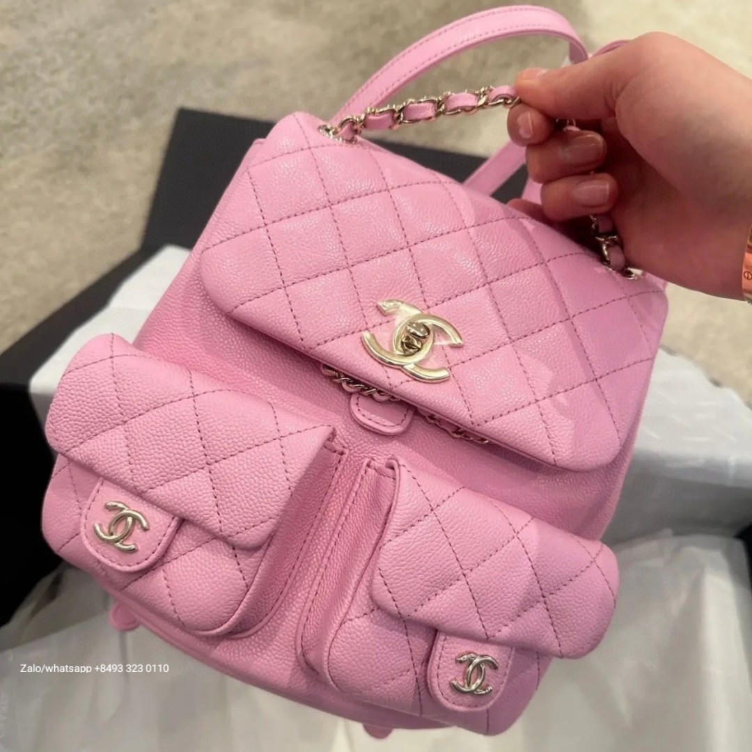 CHANEL Small BACKPACK Grained Calfskin & Gold-Tone Metal Pink AS3787