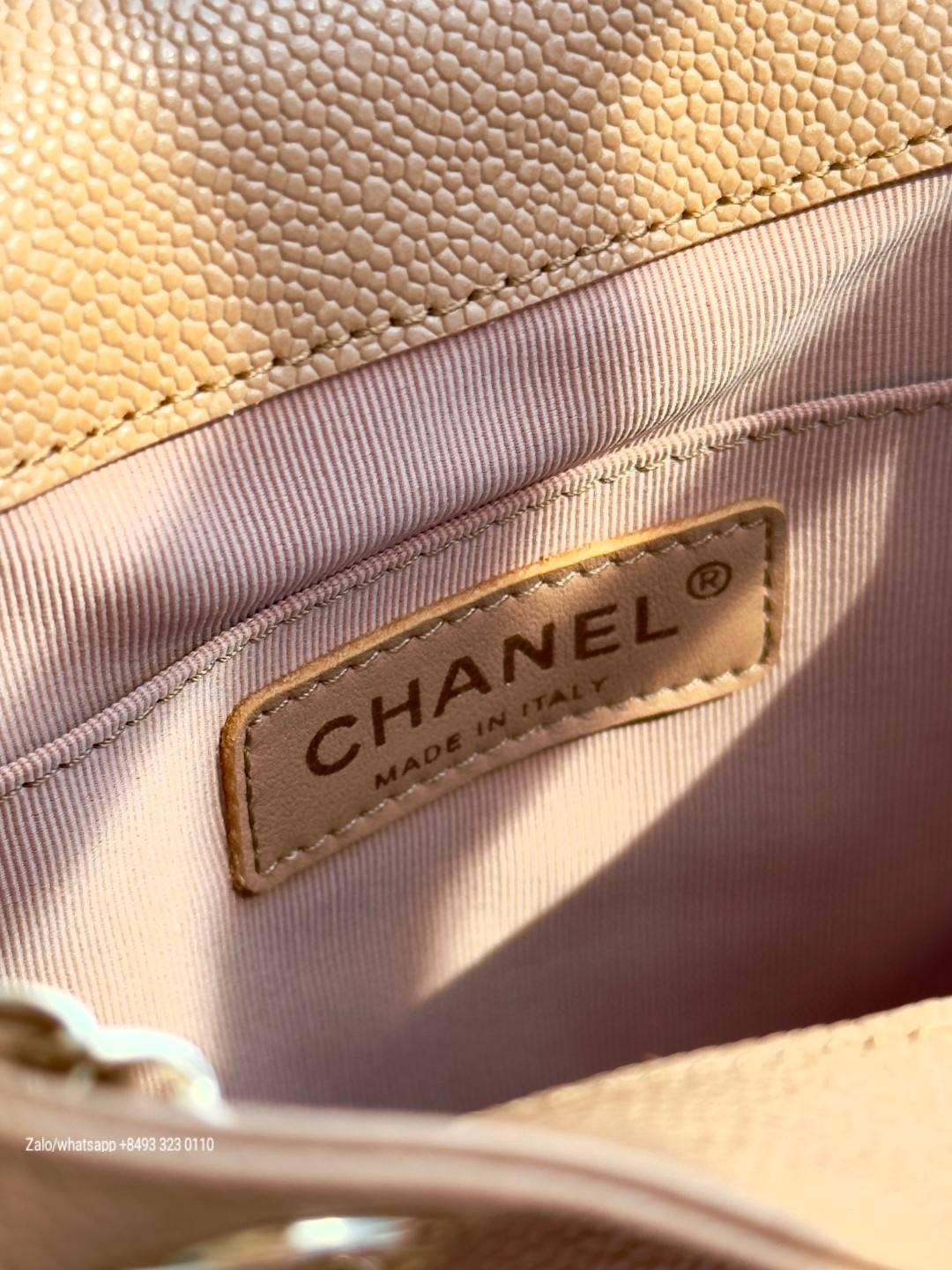 CHANEL BACKPACK Grained Calfskin & Gold-Tone Metal beige AS3787