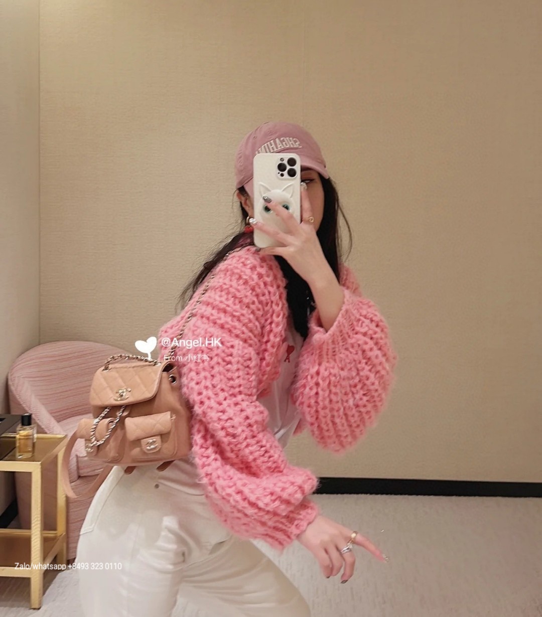 CHANEL Small BACKPACK Grained Calfskin & Gold-Tone Metal Beige AS3787