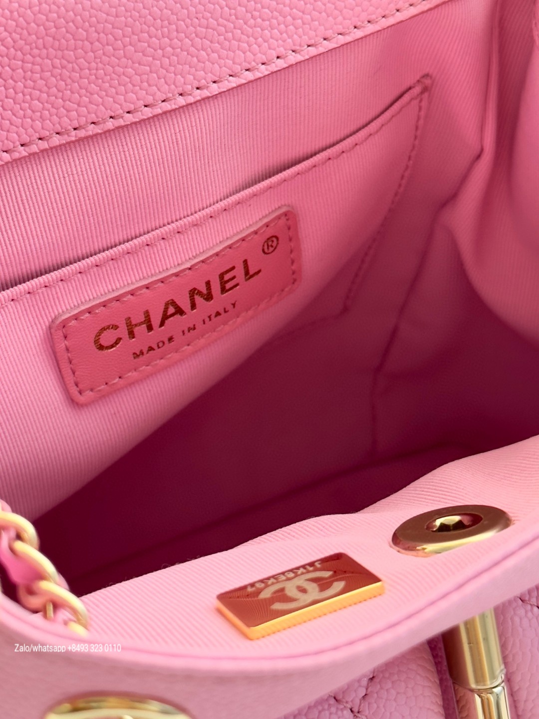 CHANEL BACKPACK Grained Calfskin & Gold-Tone Metal Pink AS3787