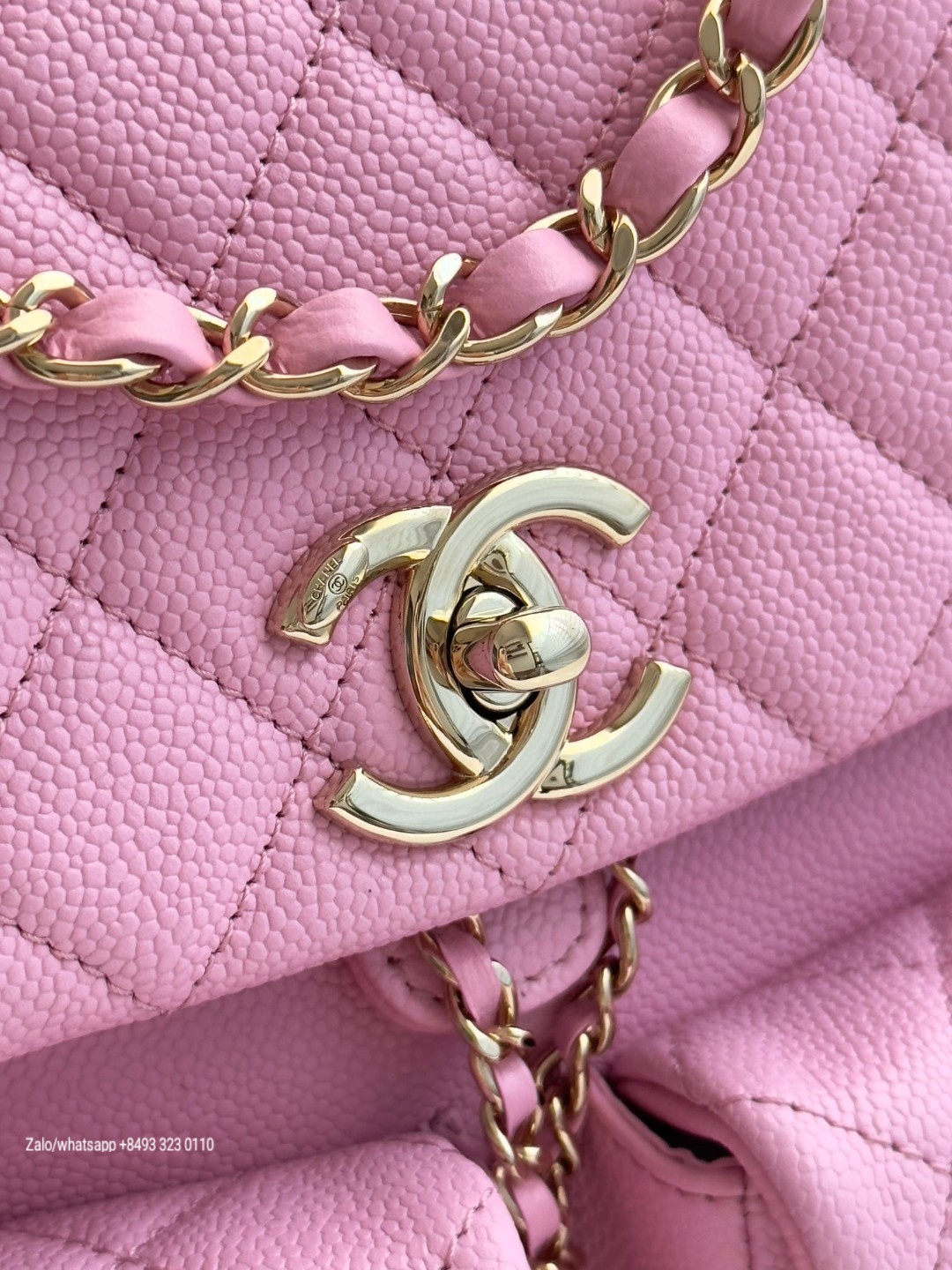 CHANEL BACKPACK Grained Calfskin & Gold-Tone Metal Pink AS3787