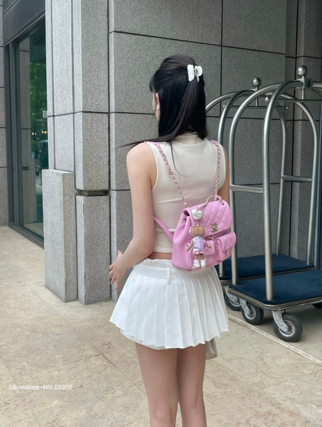 CHANEL BACKPACK Grained Calfskin & Gold-Tone Metal Pink AS3787