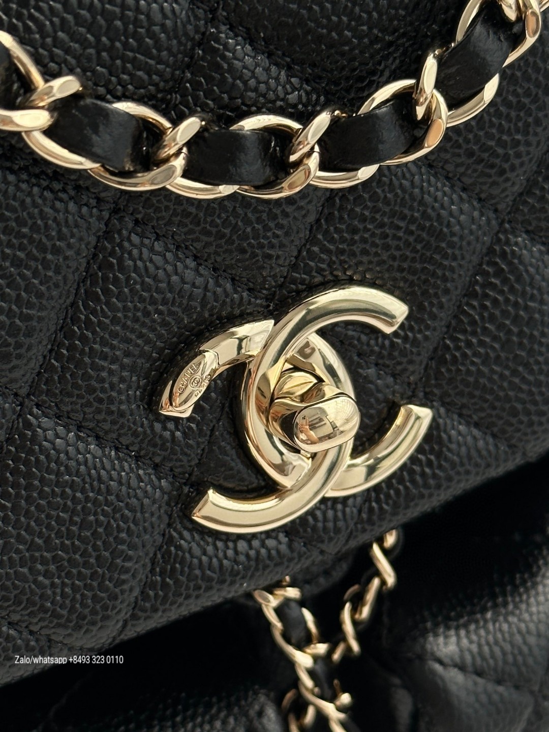 CHANEL BACKPACK Grained Calfskin & Gold-Tone Metal Black AS3787