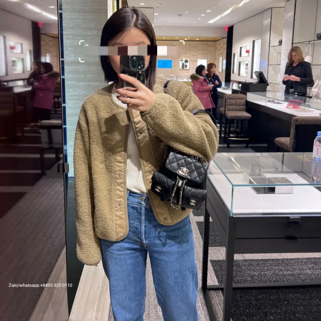 CHANEL Small BACKPACK Grained Calfskin & Gold-Tone Metal black AS3787