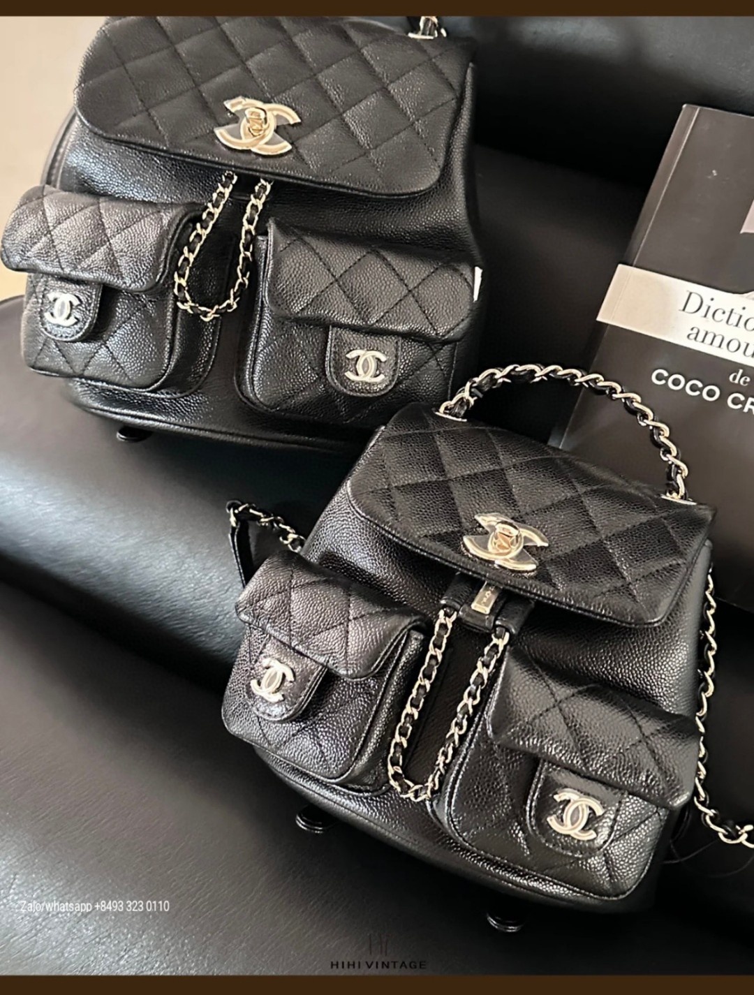 CHANEL Small BACKPACK Grained Calfskin & Gold-Tone Metal black AS3787