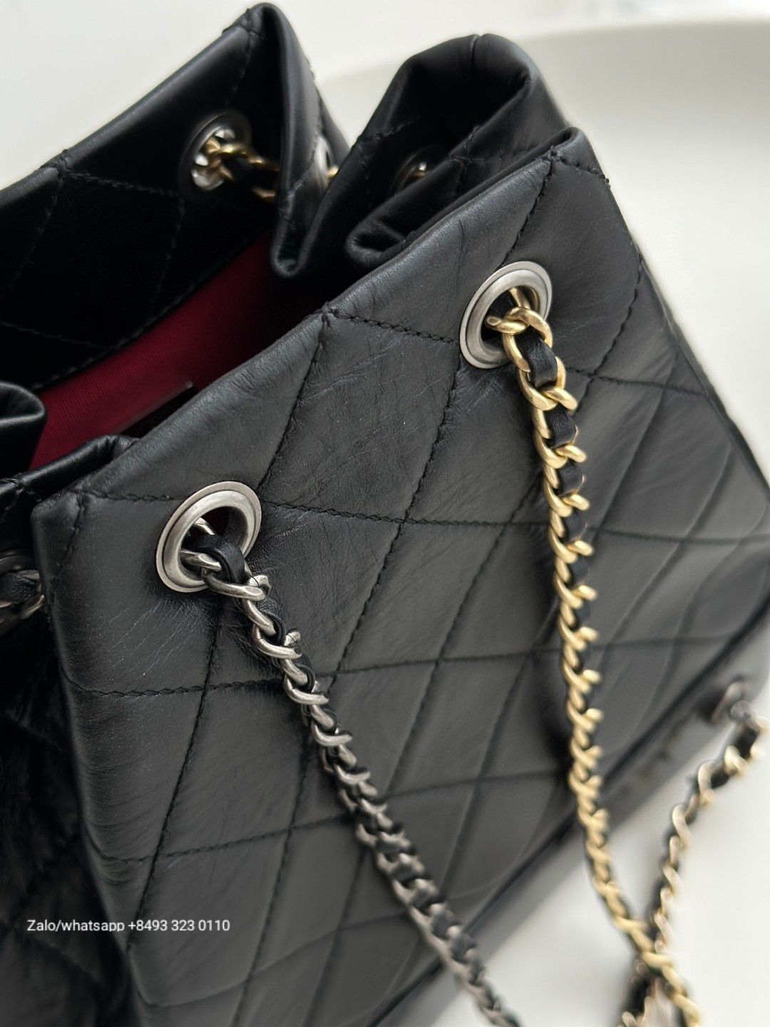 CHANEL Gabrielle calfskin dark-Tone black