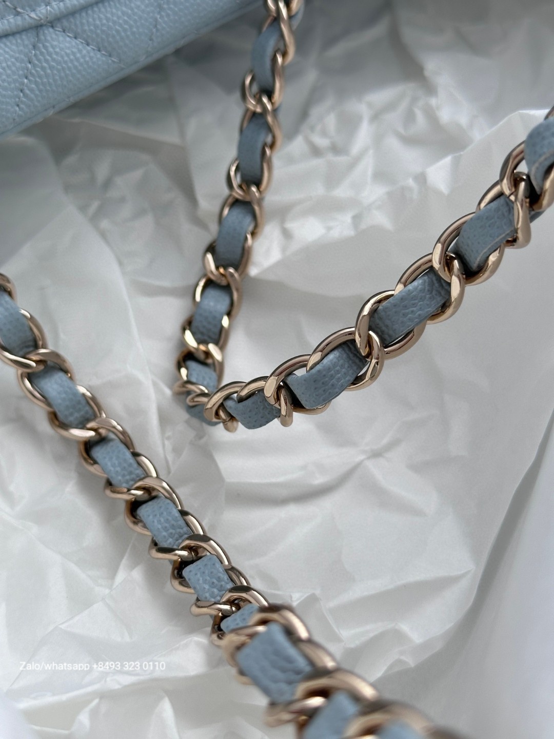 CHANEL MINI CLASSIC HANDBAG GRAINED CALFSKIN & Gold-Tone Metal Blue