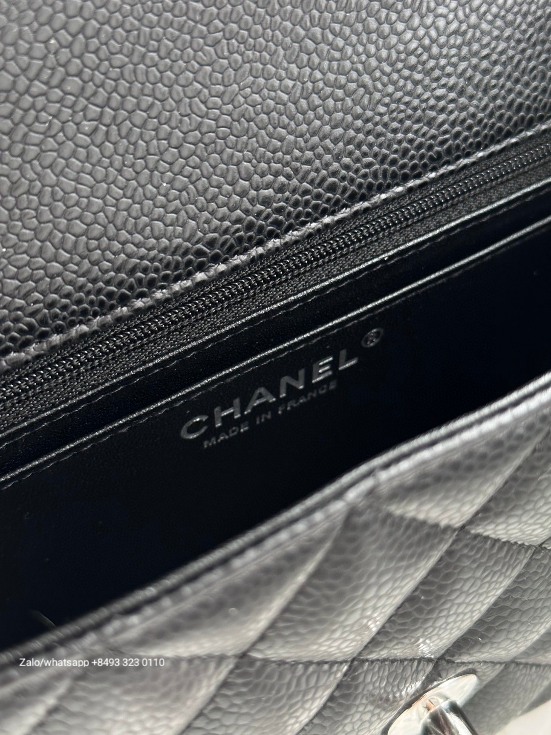 CHANEL MINI CLASSIC HANDBAG GRAINED CALFSKIN & Dark-Tone Metal Black