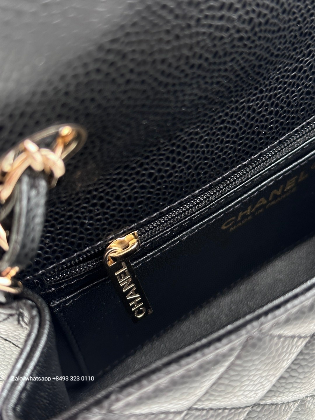 CHANEL MINI CLASSIC HANDBAG GRAINED CALFSKIN & Gold-Tone Metal Black