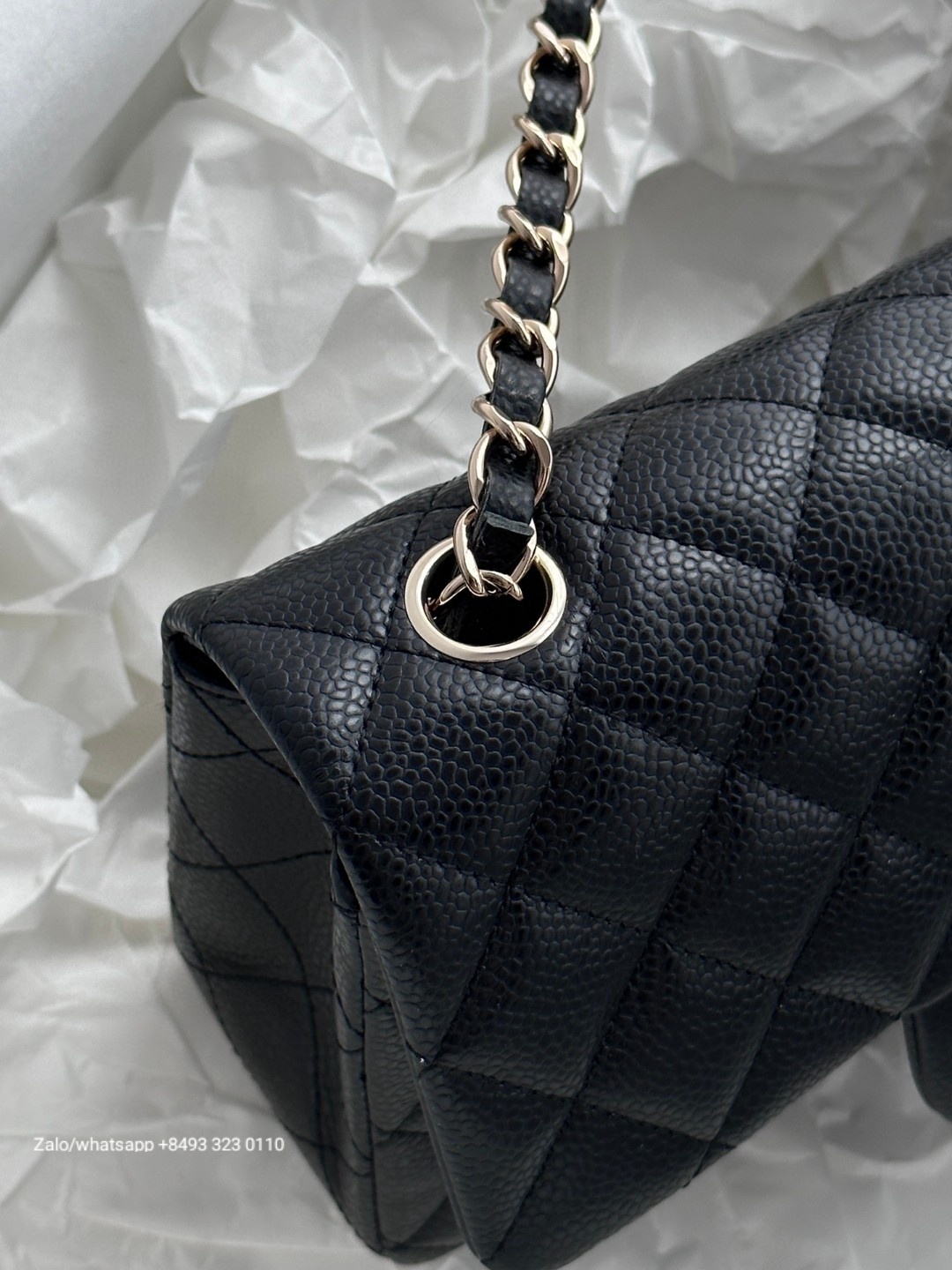 CHANEL MINI CLASSIC HANDBAG GRAINED CALFSKIN & Gold-Tone Metal Black