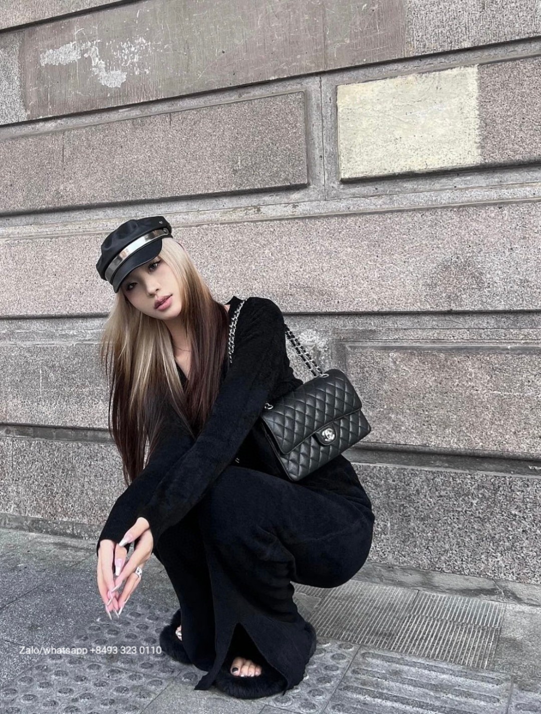 CHANEL CLASSIC HANDBAG Grained Calfskin & DARK-Tone Metal Black