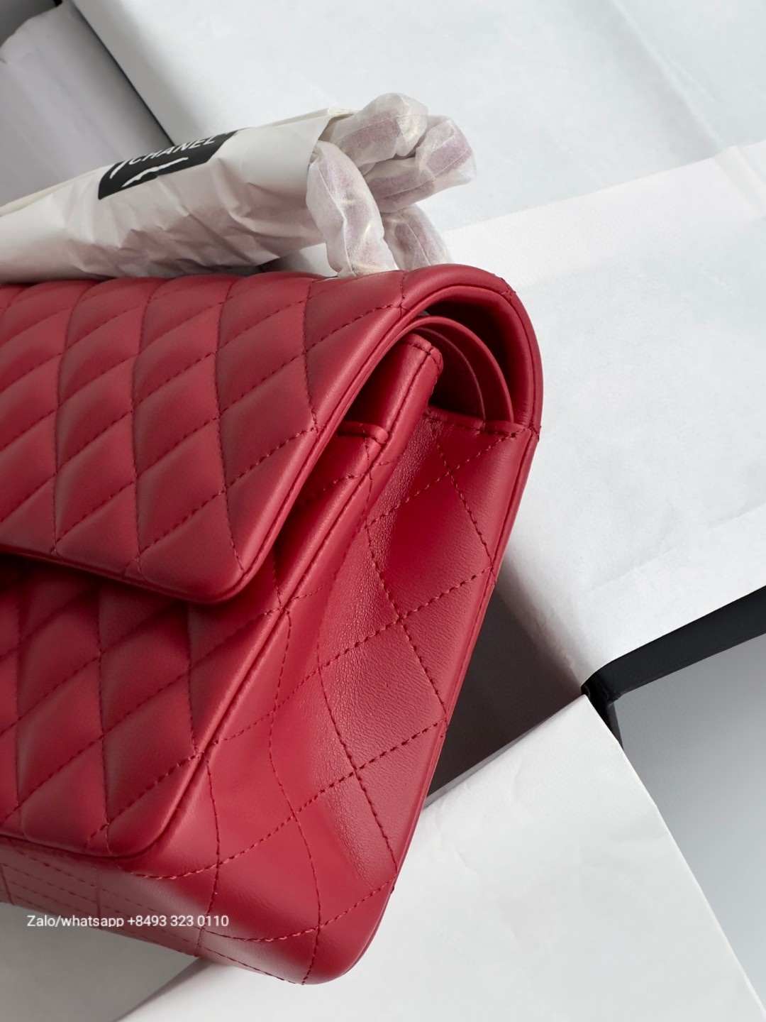 CHANEL CLASSIC 11.12 HANDBAG Lambskin & Gold-Tone Metal RED