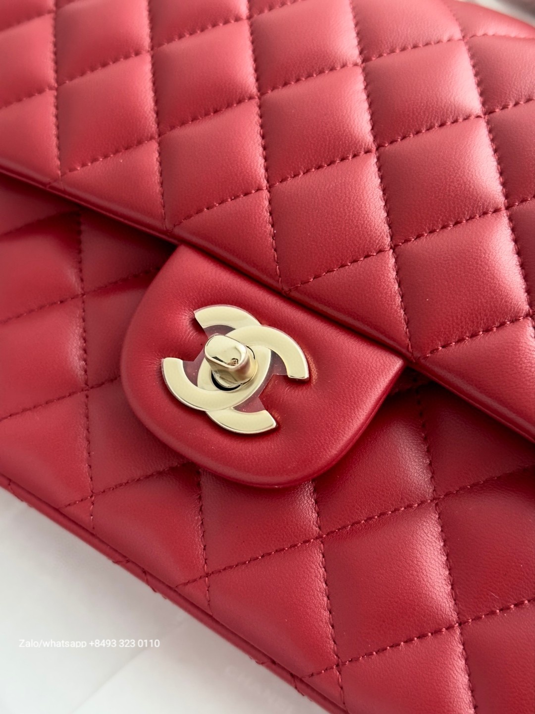 CHANEL CLASSIC 11.12 HANDBAG Lambskin & Gold-Tone Metal RED