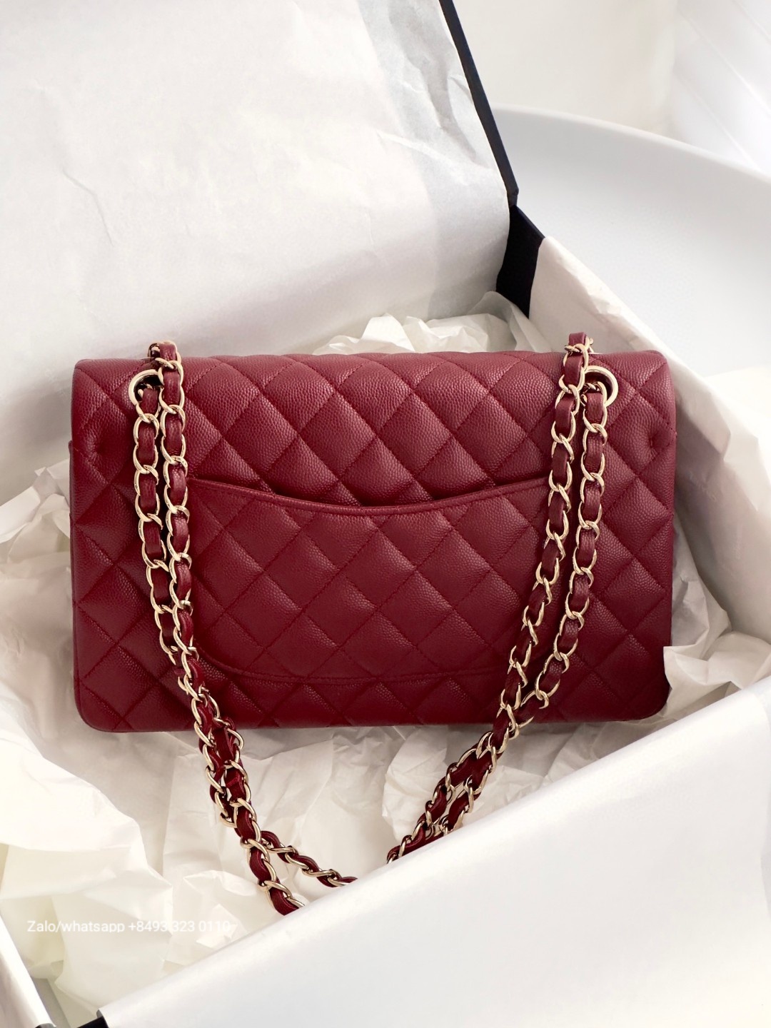 CHANEL CLASSIC 11.12 HANDBAG Grained Calfskin & Gold-Tone Metal red