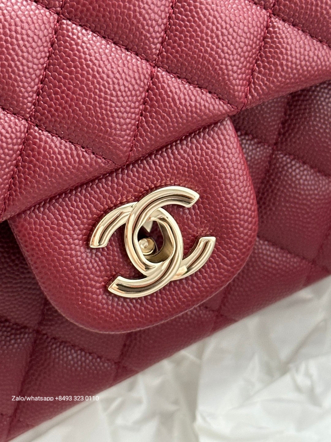 CHANEL CLASSIC 11.12 HANDBAG Grained Calfskin & Gold-Tone Metal red
