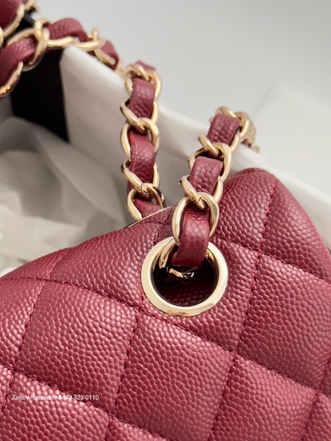 CHANEL CLASSIC 11.12 HANDBAG Grained Calfskin & Gold-Tone Metal red