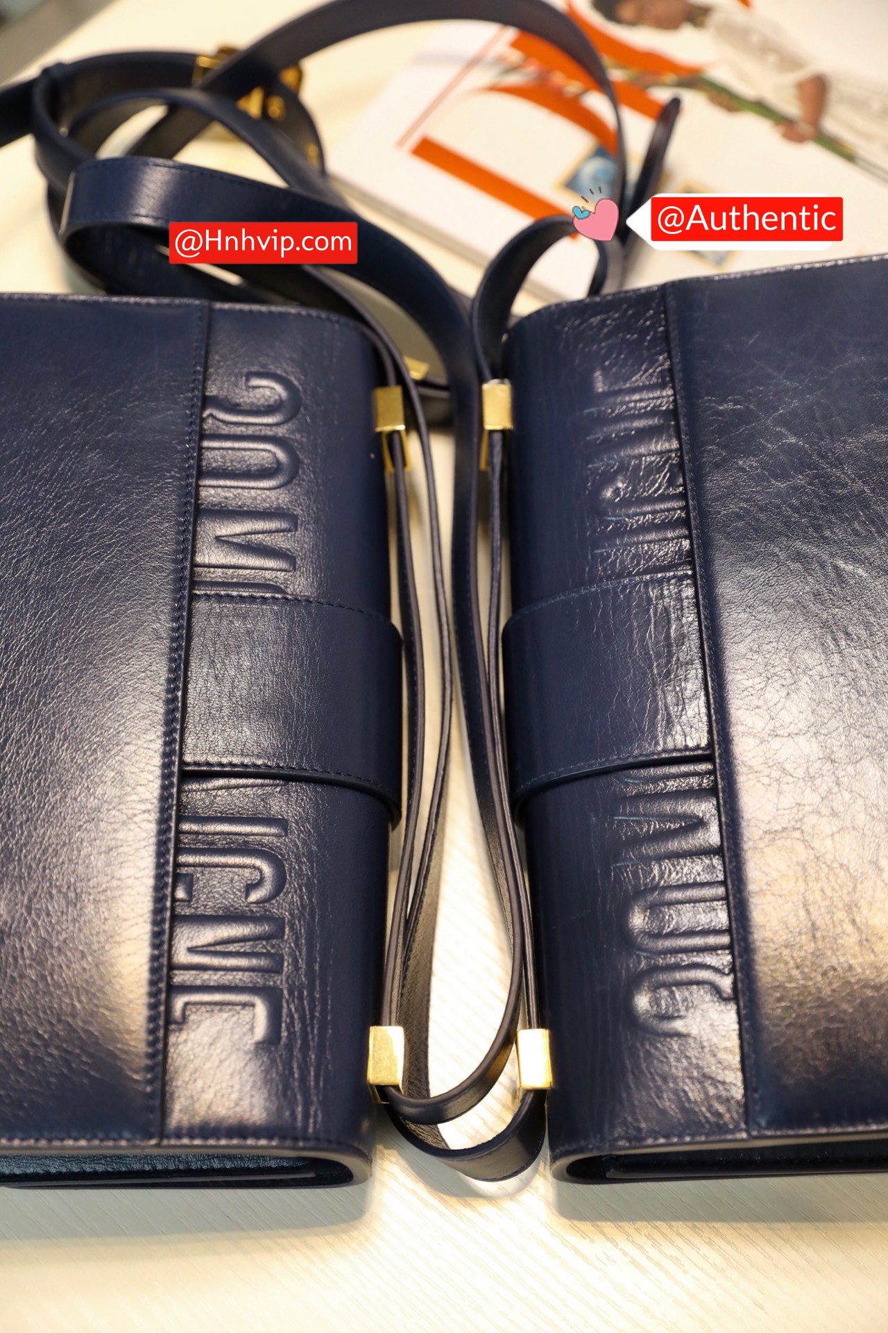 DIOR Indigo blBlue 30 Montaigne Shiny Crinkled Lambskin Flap Bag