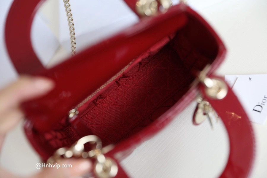 MINI LADY DIOR BAG Cherry Red Patent Cannage Calfskin