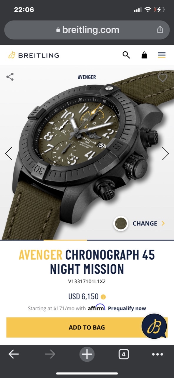 Breitling AVENGER CHRONOGRAPH 45 NIGHT MISSION