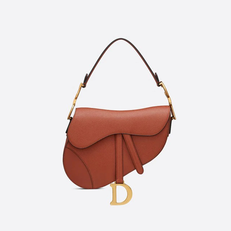DIOR Mini SADDLE BAG Dark Tan Grained Calfskin